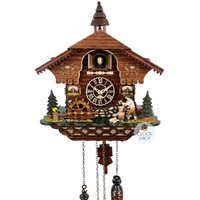 Wood Chopper & Water Wheel Battery Chalet Cuckoo Clock 30cm By TRENKLE image