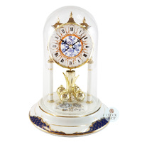 23cm White & Gold Porcelain Anniversary Clock With Blue Decorative Detail By HALLER image