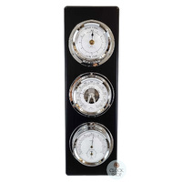 51cm Black Weather Station With Barometer, Thermometer, Hygrometer & Tide Clock By FISCHER image