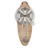 54cm Beech & Silver Oblong Pendulum Wall Clock By AMS image