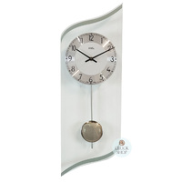 55cm Silver Curved Glass Pendulum Wall Clock By AMS  image