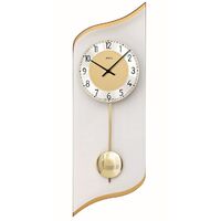55cm Gold & Curved Glass Pendulum Wall Clock By AMS image