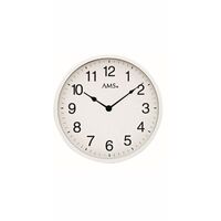 White Battery Wall Clock Round 30cm By AMS