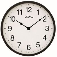 Black Battery Wall Clock Round 30cm By AMS