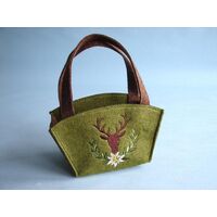 Bag - Felt Green with Deer Small