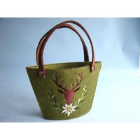 Bag - Felt Green with Deer Large
