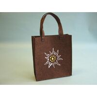 Bag - Felt Brown with Edelweiss Small