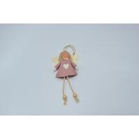 Angel In Pink Fabric Dress Christmas Tree Decoration 16cm