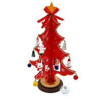 21cm Red Rotatable Christmas Tree With Decorations image