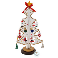 25cm White Rotatable Christmas Tree With Decorations image