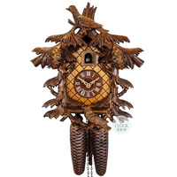 Birds In Fir Tree 8 Day Mechanical Carved Cuckoo Clock 32cm By SCHWER image