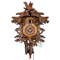Birds In Fir Tree 1 Day Mechanical Carved Cuckoo Clock 30cm By SCHWER image