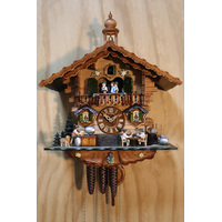 Chalet 1 Day Card Players With Beer Drinker 45cm Cuckoo Clock By SCHNEIDER