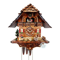 Chalet 1 Day Rocking Chair With Children Playing Music Instruments 38cm Cuckoo Clock By SCHNEIDER