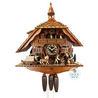 Lumberjack & Horse Logger 8 Day Mechanical Chalet Cuckoo Clock 56cm By SCHNEIDER image