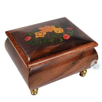 Wooden Music Box With Floral Inlay- Small (Tchaikovsky-Waltz Of The Flowers) image