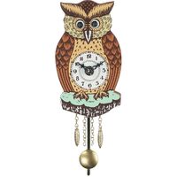 Light Brown Owl Battery Clock With Moving Eyes 15cm By ENGSTLER image