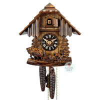 Horse & Logger 1 Day Mechanical Chalet Cuckoo Clock 21cm By ENGSTLER image