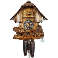 Horse & Logger 8 Day Mechanical Chalet Cuckoo Clock 28cm By ENGSTLER image