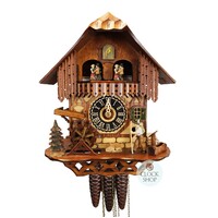 Chalet 1 Day Walker And Water Wheel 30cm Corner Cuckoo Clock By HÖNES