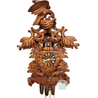 Carved 8 Day Eagle With Deer's In Forest 76cm Cuckoo Clock By HÖNES