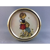 Gold Round Acrylic Music Box Hummel Children Tune Memory