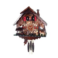 Dog, Beer Drinker & Water Wheel Battery Chalet Cuckoo Clock 34cm By ENGSTLER image