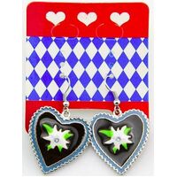 Bavarian - Earring Black Heart Edelweiss