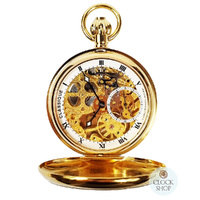 4.9cm Gold Plated Mechanical Skeleton Pocket Watch By CLASSIQUE (Roman) image