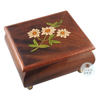 Wooden Music Box With Edelweiss Flowers- Small (Edelweiss) image