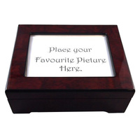 Wooden Musical Jewellery Box With Space For Your Special Photo Tune Edelweiss