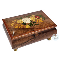 Wooden Musical Jewellery Box With Floral Inlay- Large (Tchaikovsky-Waltz Of The Flowers) image