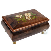 Wooden Musical Jewellery Box With Edelweiss Flowers- Large (Edelweiss) image