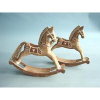 Rocking Horse Christmas Decoration Natural Wood 21cm