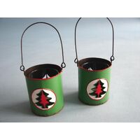 Tealight Lantern Green Tree Metal/glass 3cm