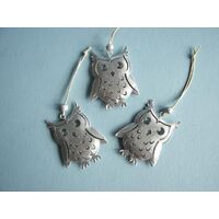 Owl Silver Metal 6.5cm