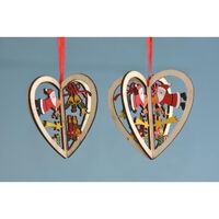 Santa Heart 3d Wooden 9cm