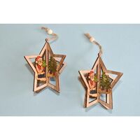 Santa Star 3D Natural Wood 9cm