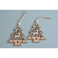 Reindeer Tree Natural Wood Glitter 10cm