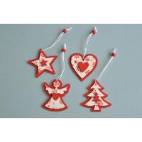 Red White Lazer Cut Wood 6cm