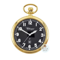 4.8cm Gold Plated Open Dial Pocket Watch By CLASSIQUE (Black Arabic) image