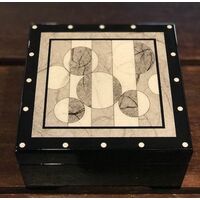 Black Wooden Musical Jewellery Box With Marble Circles Tune Memory