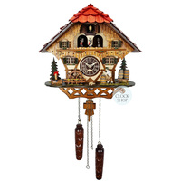 Beer Drinker & Waterwheel Battery Chalet Cuckoo Clock With Dancers 30cm By TRENKLE image