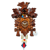 5 Leaf & Bird Battery Carved Kuckulino With Swinging Doll 18cm By TRENKLE