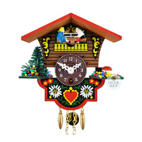 Swiss House Mechanical Chalet Clock With Seesaw 14cm By TRENKLE image