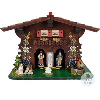 17cm Chalet Weather House With Alpine Flowers By TRENKLE image