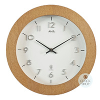 29cm White & Natural Wood Round Wall Clock By AMS image