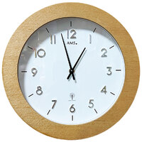 29cm White & Natural Wood Round Wall Clock By AMS image