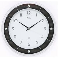 31cm Black & White Round Glass Wall Clock By AMS image