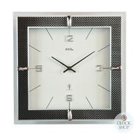 29cm Black & White Square Glass Wall Clock By AMS image
